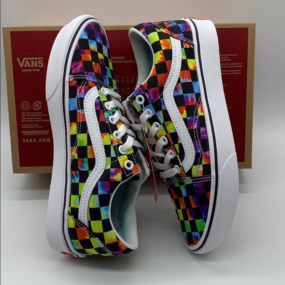 •VANS COMFYCUSH OLD SKOOL Tie-Dye CHECKERBOARD Mens - Picture 16 of 16